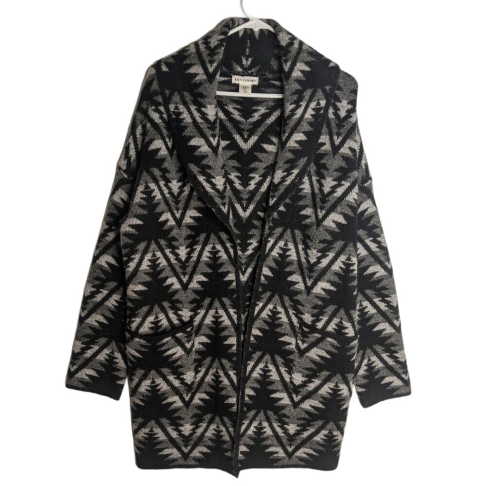 Artisan NY Open Cardigan Shawl Collar Southwest Pattern Size XS